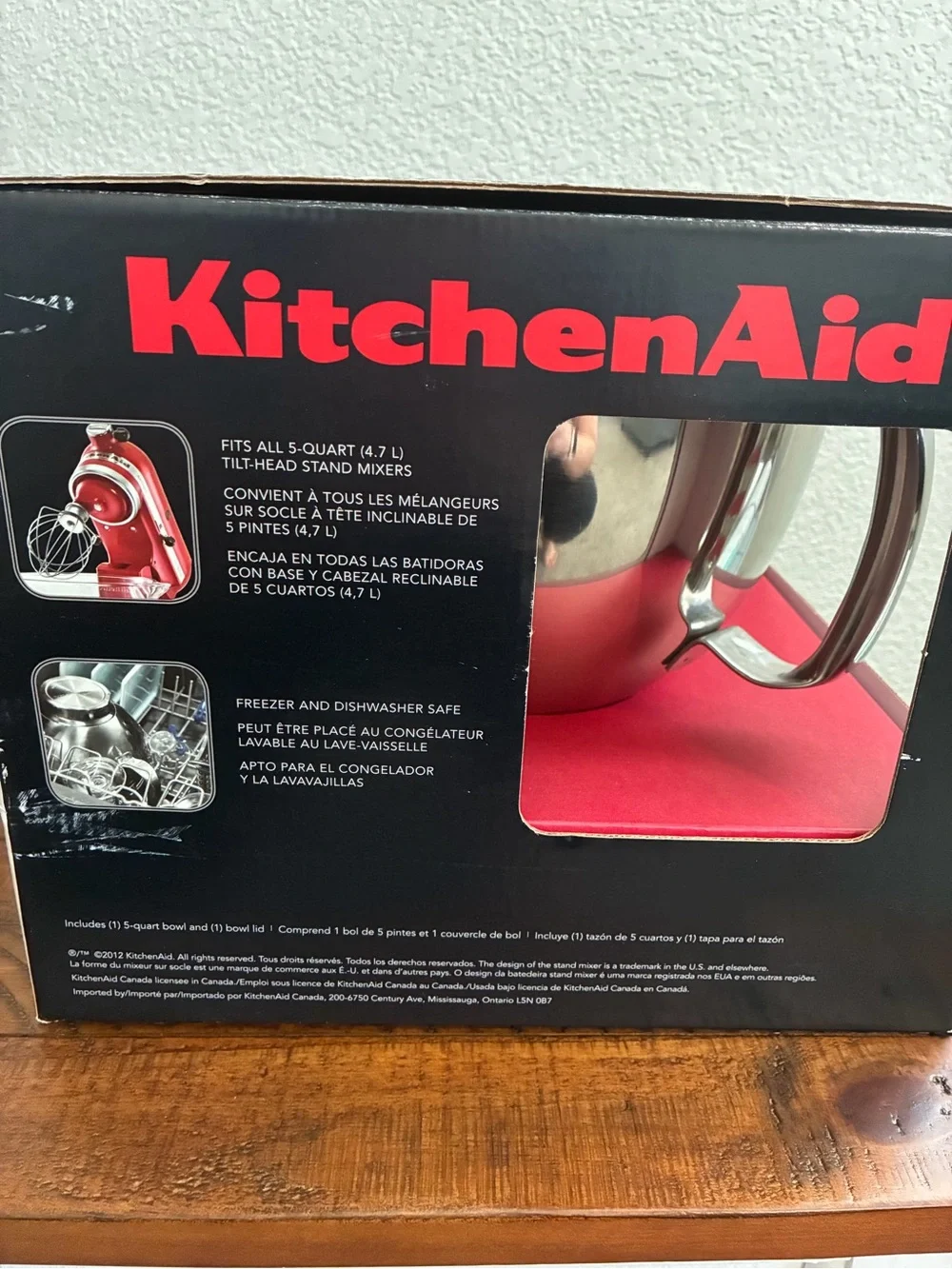 KitchenAid Silver Stainless Steel 5-Quart Mixing Bowl with Handle and Lid